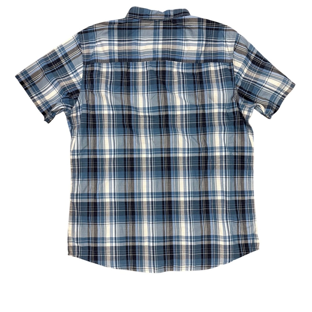G.H. Bass‎ Co. Mens Plaid Short Sleeve Button Down Shirt XL Blue Tan White - Picture 2 of 5
